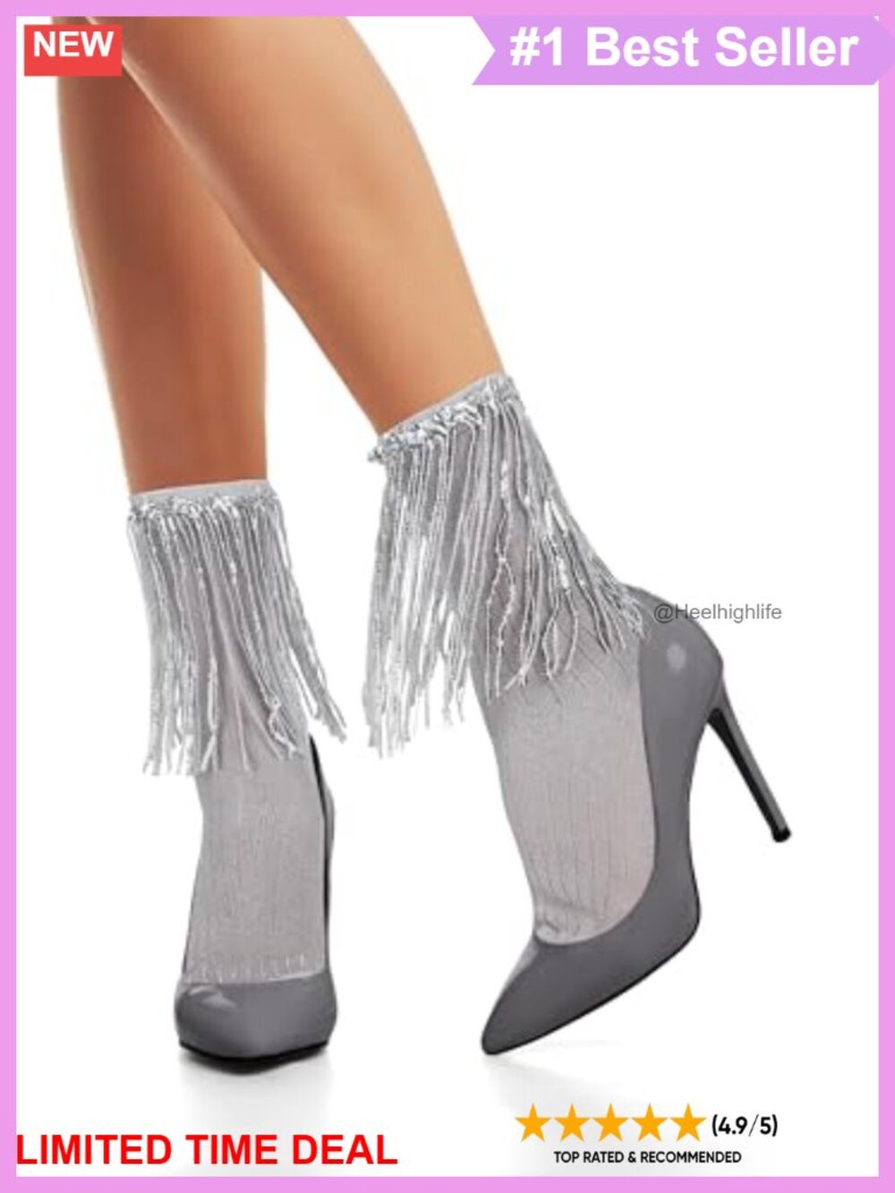Sparkly Sequin Ruffle Crew Socks Cotton Blend Women Shoe 5-9